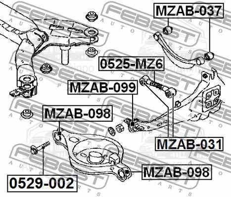 Сайлентблок важеля MAZDA 6 02-07 задн. міст (Вир-во FEBEST)