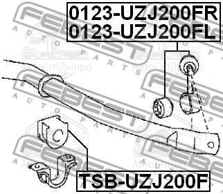 Втулка стабілізатора TOYOTA LAND CRUISER 200, LEXUS LX 07-перед. міст (Вир-во FEBEST)