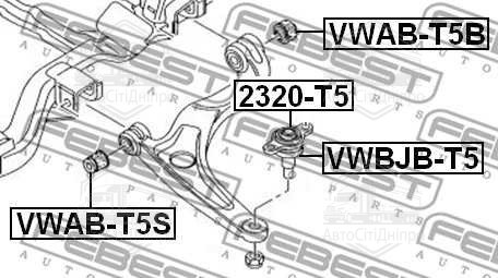 Пильовик опори кульовий VW TRANSPORTER, MULTIVAN 03-15 перед. міст низ (Вир-во FEBEST)