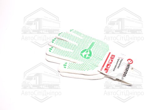 Рукавичка 60 бавовна / 40 поліестер, з ПВХ точкою, клас в'язки 7, колір білий (INTERTOOL)