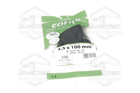 Хомут пластиковий 2,5 х100мм. чорний (100шт) (Cofil)