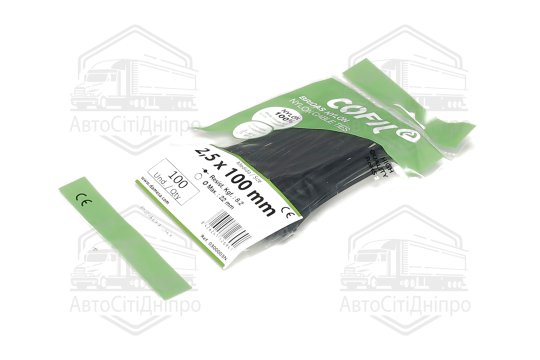 Хомут пластиковий 2,5 х100мм. чорний (100шт) (Cofil)