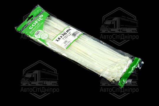 Хомут пластиковий 3,6 х300мм. білий (100шт) (Cofil)
