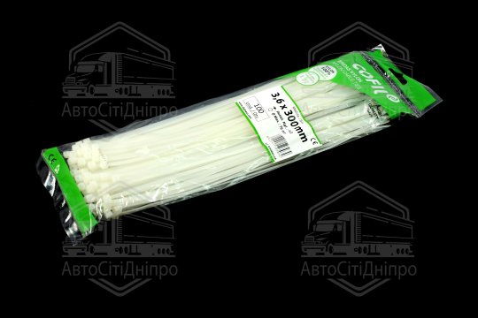 Хомут пластиковий 3,6 х300мм. білий (100шт) (Cofil)