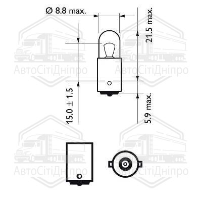 Лампа розжарювання T4W12V 4W BA9s (вир-во Philips)