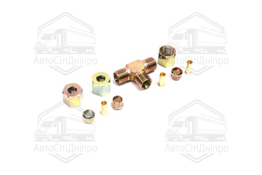 З'єднувач пневматичний різьбовий Т- подібний (Dвнут.=8мм, М14х1,5) сталевий (RIDER)