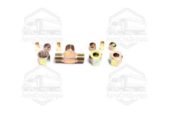 З'єднувач пневматичний різьбовий Т- подібний (Dвнут.=8мм, М14х1,5) сталевий (RIDER)