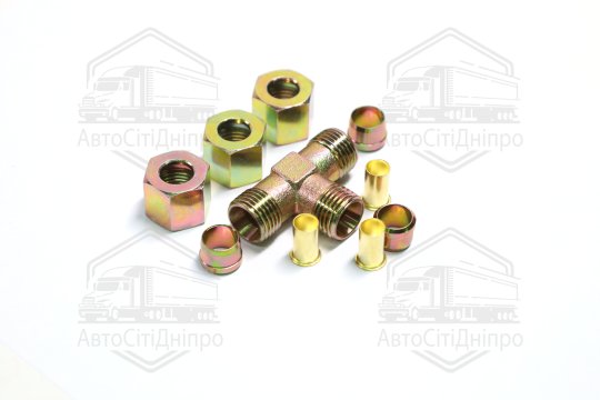 З'єднувач трубки трійник (Dвнут.=10мм, М16х1,5) (1штуцер,3гайки,3втулки,3шайби) (RIDER)