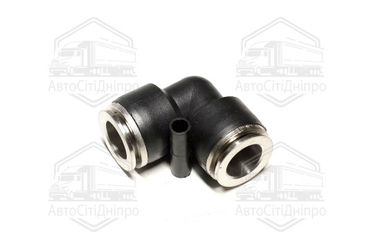 З'єднувач пневматичний цанговий L- подібний 12х12 пластик-сталевий (RIDER)