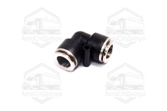 З'єднувач пневматичний цанговий L- подібний 12х12 пластик-сталевий (RIDER)