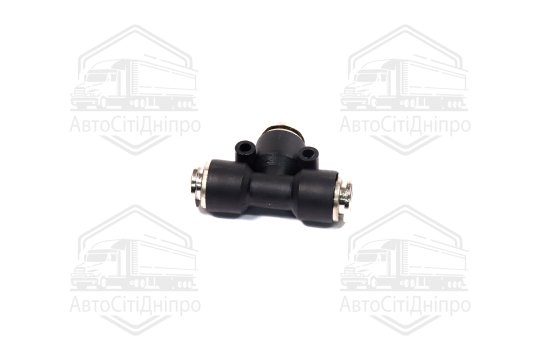 З'єднувач пневматичний цанговий Т- подібний 10x10x10 пластик-сталевий (RIDER)