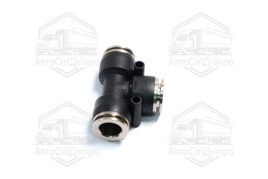 З'єднувач пневматичний цанговий Т- подібний 12х12х12 пластик-сталевий (RIDER)