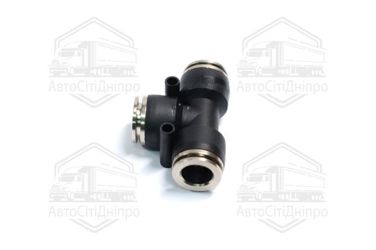 З'єднувач пневматичний цанговий Т- подібний 12х12х12 пластик-сталевий (RIDER)