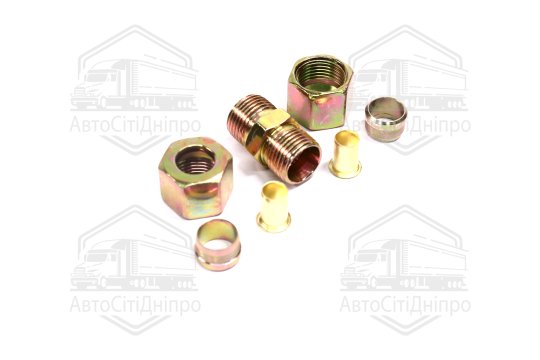 З'єднувач трубки (Dвнут.=12мм, М18х1,5) (1штуцер,2гайки,2втулки,2шайби)(RIDER)