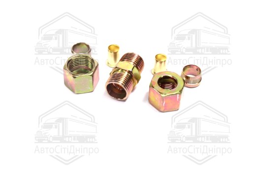 З'єднувач трубки (Dвнут.=12мм, М18х1,5) (1штуцер,2гайки,2втулки,2шайби)(RIDER)