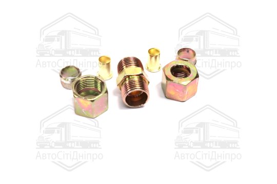 З'єднувач трубки (Dвнут.=12мм, М18х1,5) (1штуцер,2гайки,2втулки,2шайби)(RIDER)