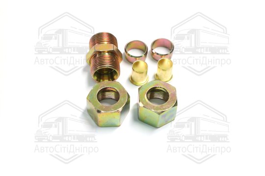 З'єднувач трубки (Dвнут.=15мм, М22х1,5) (1штуцер,2гайки,2втулки,2шайби)(RIDER)