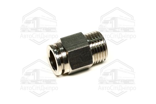 З'єднувач пневматичний цанговий (зовнішнє різьблення) M16x1.5 d=10 сталевий (RIDER)