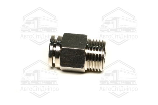 З'єднувач пневматичний цанговий (зовнішнє різьблення) M16x1.5 d=10 сталевий (RIDER)