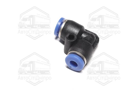 З'єднувач пневматичний цанговий L- подібний 4х4 пластиковий (RIDER)