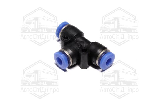 З'єднувач пневматичний цанговий Т- подібний 4х4х4 пластиковий (RIDER)