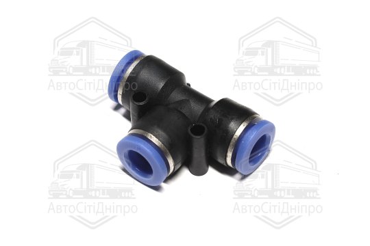 З'єднувач пневматичний цанговий Т- подібний 9x9x9 пластиковий (RIDER)