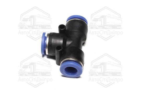 З'єднувач пневматичний цанговий Т- подібний 9x9x9 пластиковий (RIDER)