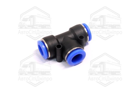 З'єднувач пневматичний цанговий Т- подібний 14x14x14 пластиковий (RIDER)