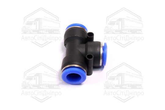 З'єднувач пневматичний цанговий Т- подібний 14x14x14 пластиковий (RIDER)