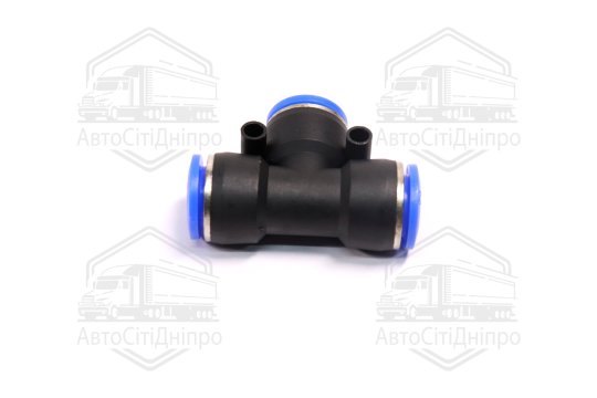 З'єднувач пневматичний цанговий Т- подібний 14x14x14 пластиковий (RIDER)