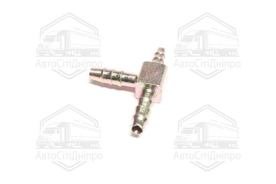 З'єднувач пневматичний Т- подібний редукційний 6x8x8 мм зубчастий сталевий (RIDER)