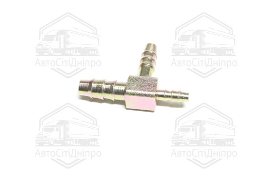 З'єднувач пневматичний Т- подібний редукційний 6x8x10 мм зубчастий сталевий (RIDER)