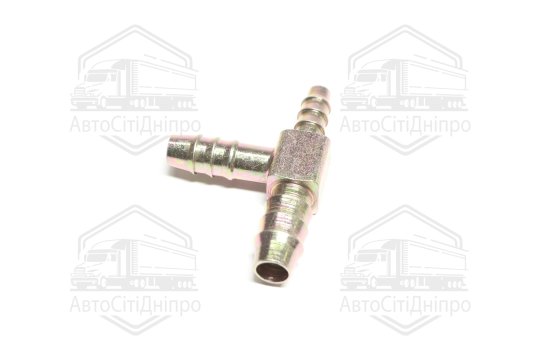 З'єднувач пневматичний Т- подібний редукційний 8x10x12 мм зубчастий сталевий (RIDER)