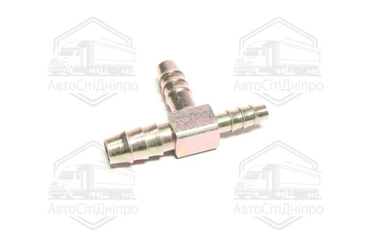 З'єднувач пневматичний Т- подібний редукційний 8x10x12 мм зубчастий сталевий (RIDER)