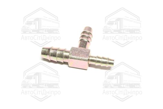 З'єднувач пневматичний Т- подібний редукційний 8x10x12 мм зубчастий сталевий (RIDER)