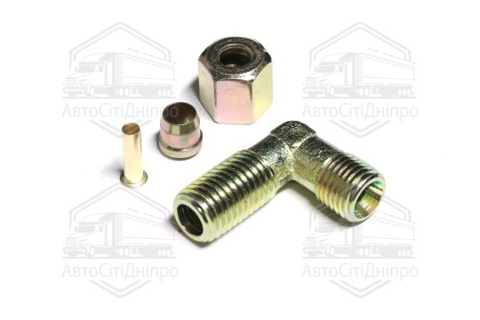 З'єднувач пневматичний L- подібний різьбовий (Dвнут.=6мм, М12х1,5) сталевий (RIDER)