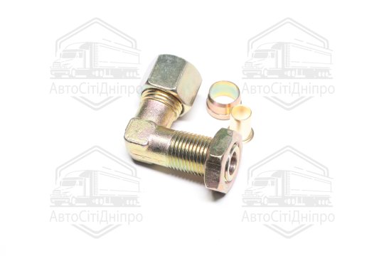 З'єднувач пневматичний L- подібний різьбовий (Dвнут.=12мм, М16х1,5) сталевий (RIDER)