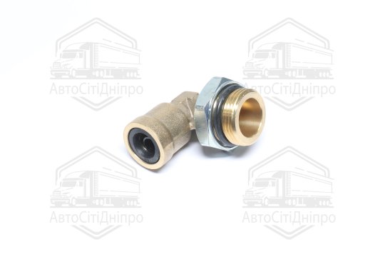 З'єднувач пневматичний цанговий L- подібний 10х1.0/M22x1.5 (латунний) (RIDER)
