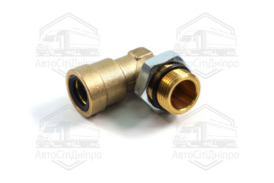 З'єднувач пневматичний цанговий L- подібний 14х1,5/M22x1,5 (латунний) (распродажа) (RIDER)