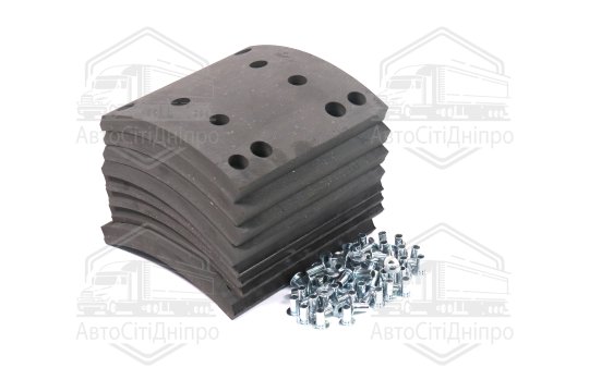 Накладка гальм. (компл. на вісь) із заклеп. 410x183 1-й рем. MAN F2000, F90, TGA, MB ACTROS (RIDER)