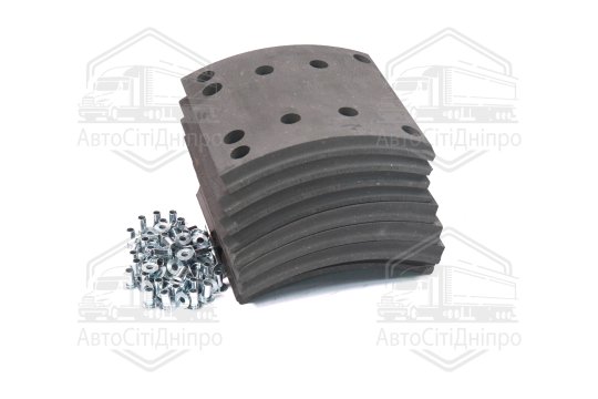 Накладка гальм. (компл. на вісь) із заклеп. 410x183 1-й рем. MAN F2000, F90, TGA, MB ACTROS (RIDER)