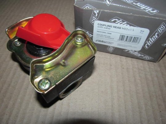 Головка з'єднувальна тип PALM червона M22x1,5 з відсікаючим клапаном (RIDER)