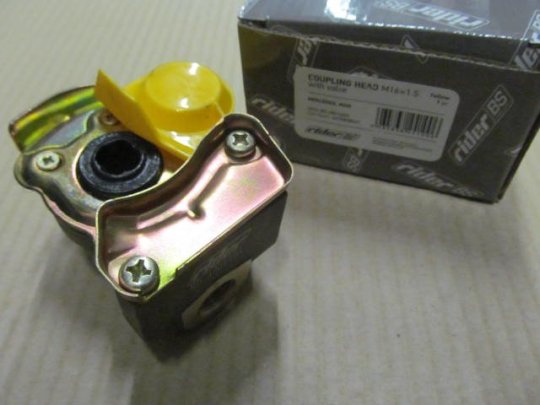 Головка з'єднувальна тип PALM жовта M16x1,5 з відсікаючим клапаном (RIDER)