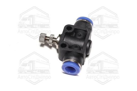 З'єднувач пневматичний цанговий прямий із краном металевим 8х8 пластиковий (RIDER)