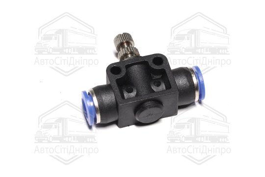 З'єднувач пневматичний цанговий прямий із краном металевим 8х8 пластиковий (RIDER)