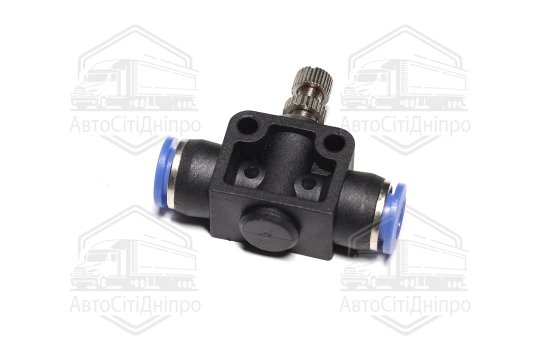 З'єднувач пневматичний цанговий прямий із краном металевим 8х8 пластиковий (RIDER)