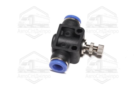 З'єднувач пневматичний цанговий прямий із краном металевим 8х8 пластиковий (RIDER)