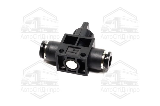 З'єднувач пневматичний цанговий прямий із краном пластиковим 8х8 пластиковий (RIDER)