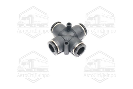 З'єднувач пневматичний цанговий Х- подібний 12х12х12х12 пластиковий (2 отвори кріплення по косій лін