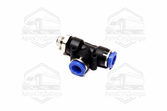 З'єднувач пневматичний цанговий Т-подібний 8х1/8 (зовнішнє різьблення) (RIDER)